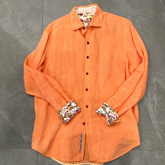Robert Graham Shirts Robert Graham 0 Linen Peach Floral Cuff